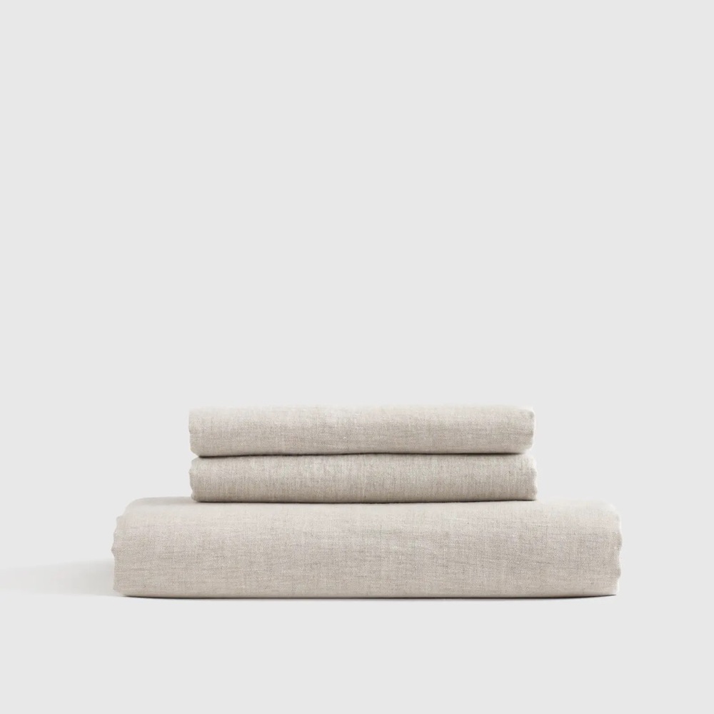 NWT SHEET SET | Queen Fitted Sheet & 2 Pillowcases | 100% European Linen | Sand